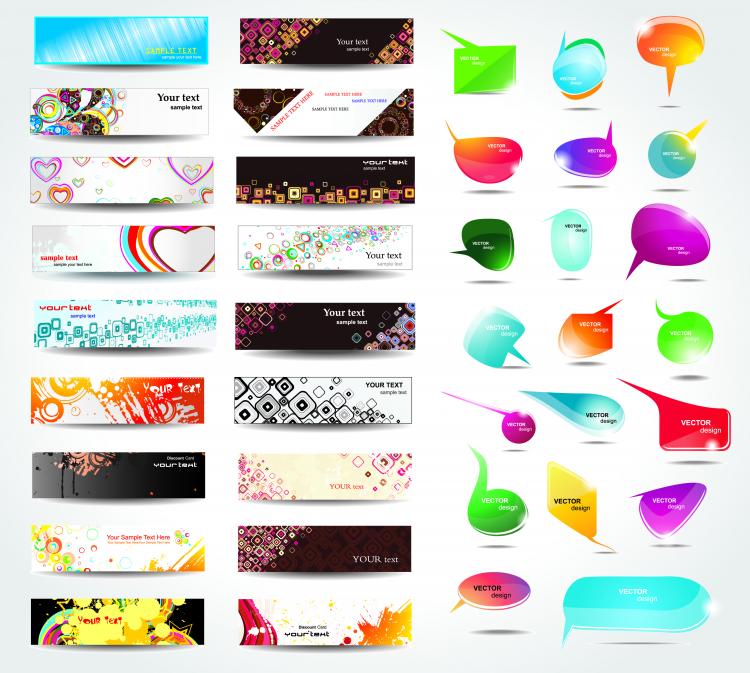 free vector Dynamic colorful banner and dialog boxes vector